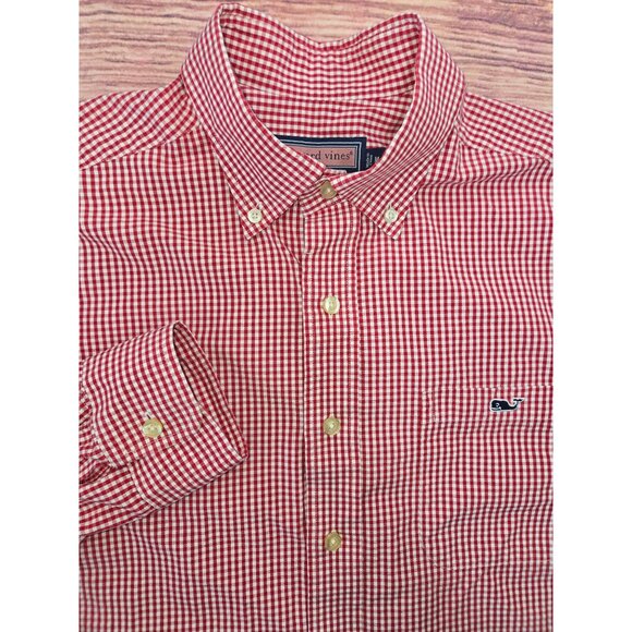 Vineyard Vines Mens Red Check Tucker Shirt Medium - Picture 4 of 7